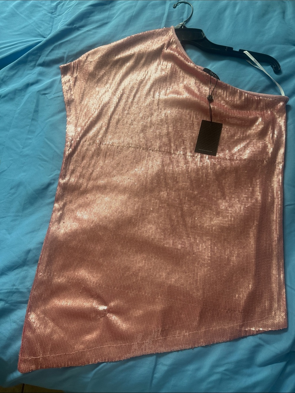 Tart Rose Gold One-Shoulder Sequin Top